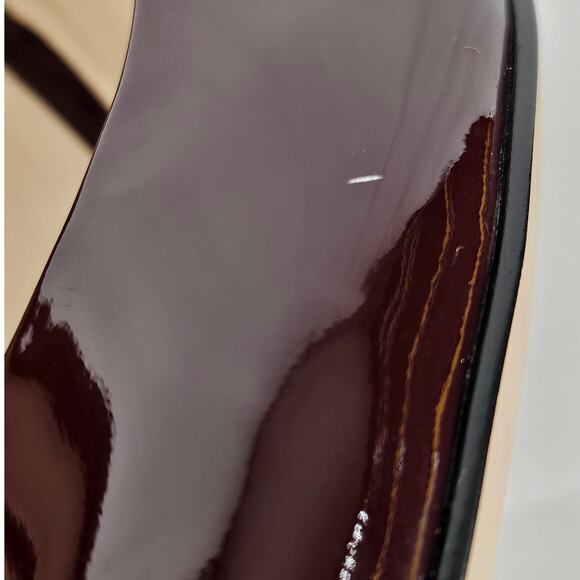 KARL LAGERFELD PARIS ADINA BURGUNDY PATENT LEATHER HEELS SIZE 5M/35B - Picture 10 of 15